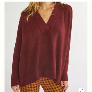 Anthropologie knitted & knotted oversized v neck sweater